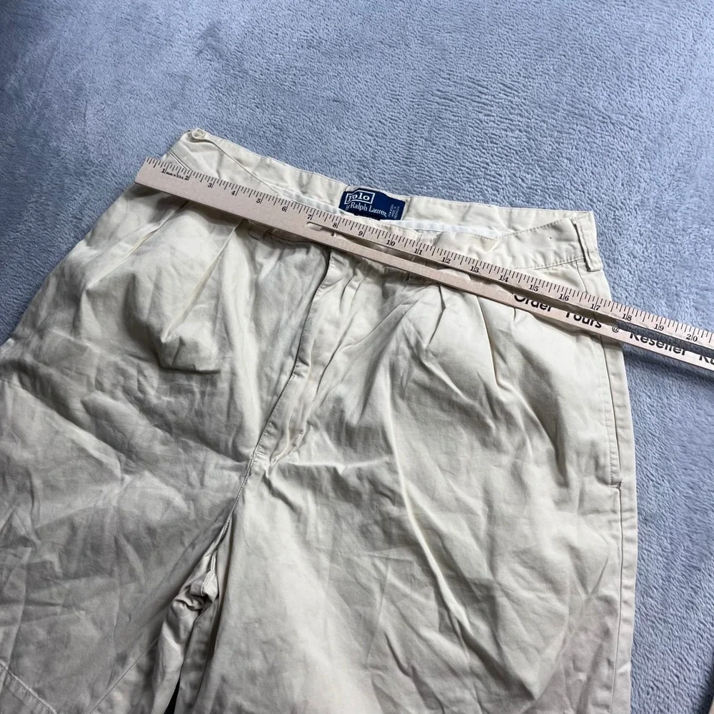 Polo Ralph Lauren Tyler‎ Short Mens 36 Tan Khaki Pleated Chino Cotton 100%